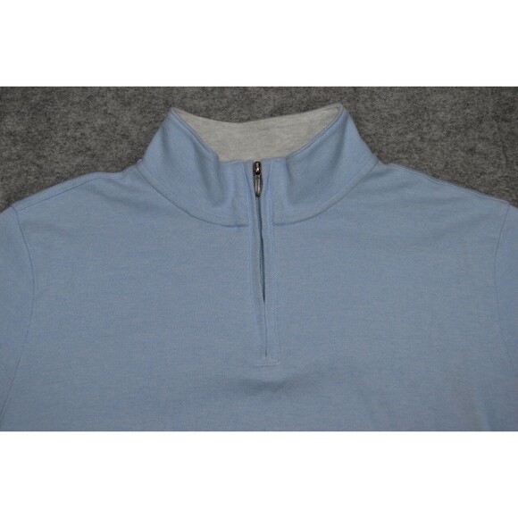 Brooks Brothers Sweater 1/4 Zip Men's Large Navy Blue Birdseye Cotton Sweatshirt - Picture 12 of 16